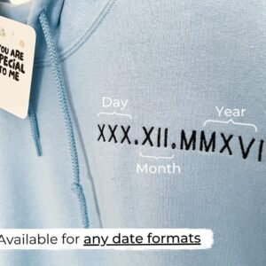 Custom Roman Numeral Embroidered Couple Hoodie