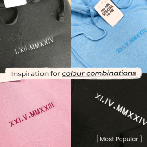 Custom Roman Numeral Embroidered Couple Hoodie - Image 3