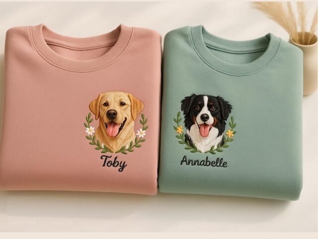 Custom Embroidered Dog Face Sweatshirt