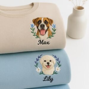 Custom Embroidered Dog Face Sweatshirt - Image 3