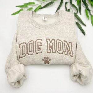 Custom Embroidered Dog Mom with paw Sweatshirt - Image 3