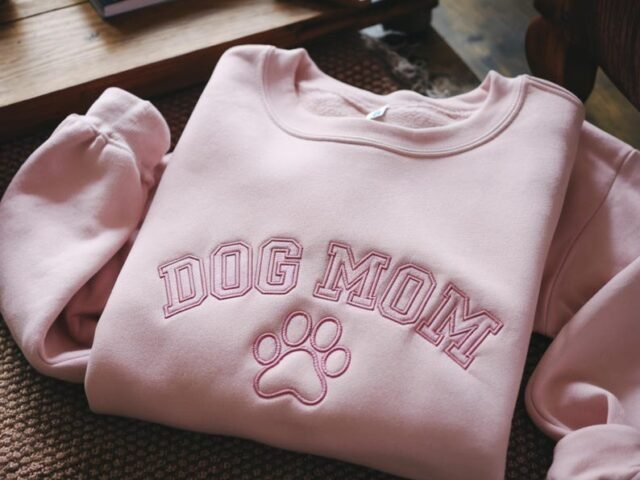 Custom Embroidered Dog Mom with paw Sweatshirt