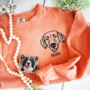 Personalized Dog Portrait Outline Embroidered Sweatshirt