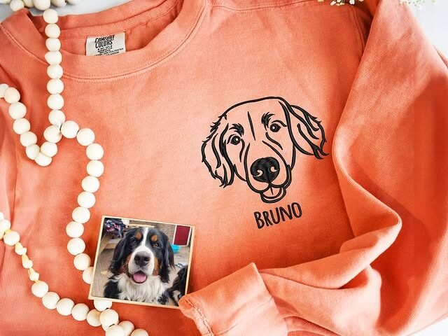 Personalized Dog Portrait Outline Embroidered Sweatshirt