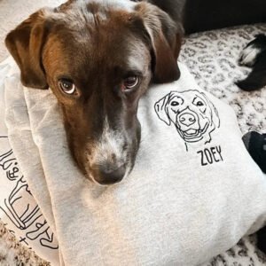 Custom Embroidered Dog Hoodie, Personalised Pet Portrait Outline Hood