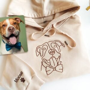 Custom Embroidered Dog Hoodie, Personalised Pet Portrait Outline Hood - Image 3