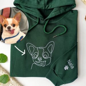 Custom Embroidered Dog Hoodie, Personalised Pet Portrait Outline Hood - Image 5