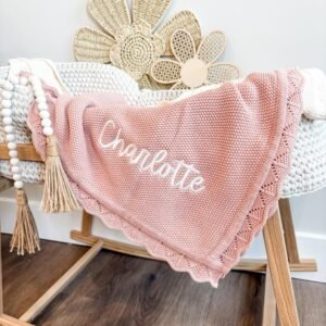Embroidered Name Knit Blanket - Personalized Baby Name