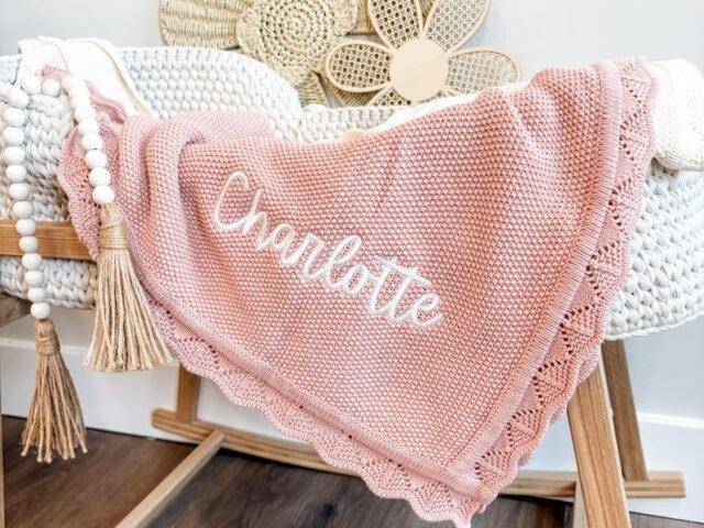 Embroidered Name Knit Blanket - Personalized Baby Name