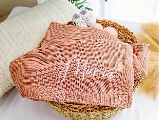 Custom Baby Name Embroidered Baby Blankets