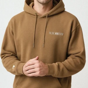 Roman Numeral Embroidered Matching Hoodie For Couples - Image 3