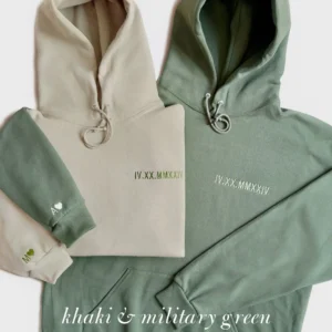 Roman Numeral Embroidered Matching Hoodie For Couples - Image 8