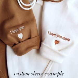 Roman Numeral Embroidered Matching Hoodie For Couples - Image 5