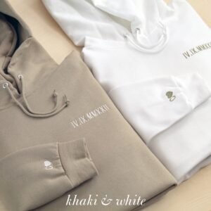 Roman Numeral Embroidered Matching Hoodie For Couples - Image 7